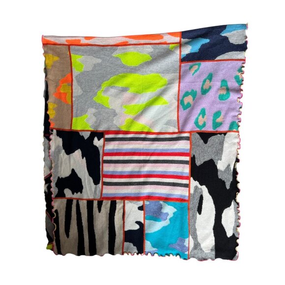 Brodie Cashmere Extra Large multicolor patchwork scarf 34" x 78" 100% cashmere - Picture 4 of 6